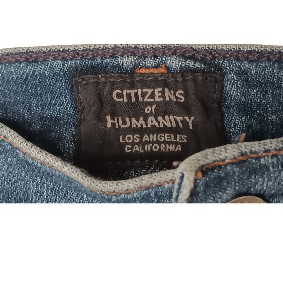 Citizens of Humanity Rocket Crop Mid Rise Skinny Jeans Blue Distressed 26 - Picture 8 of 16